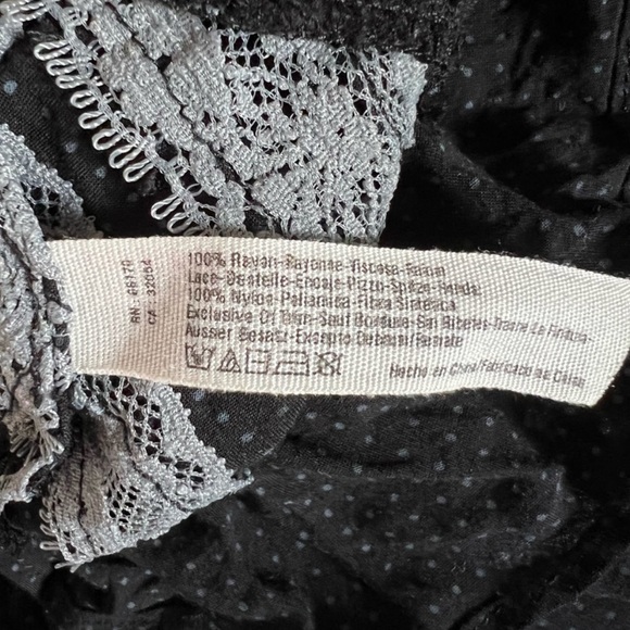 Free People Black & Gray Polka Dot & Lace Mini Swing Dress - Picture 12 of 14